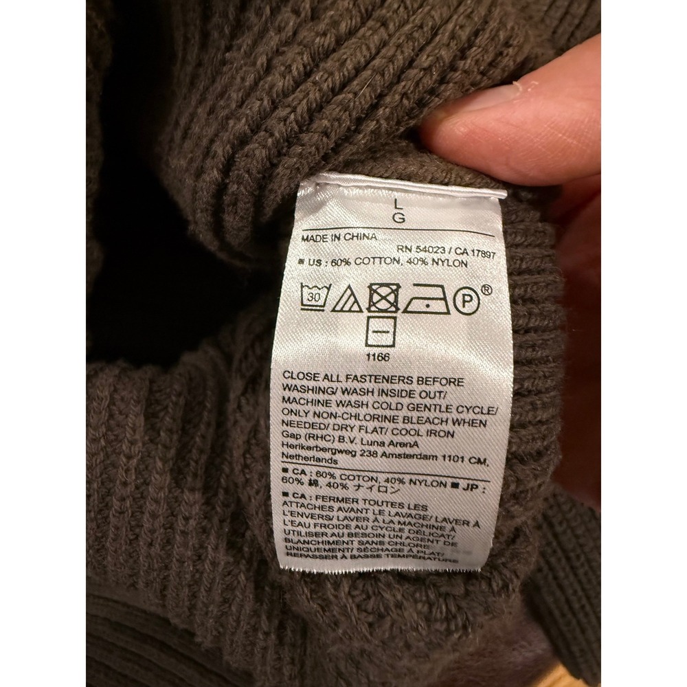 Banana Republic Womens Ribbed Mock Neck Button Henley Sweater Brown Olive/L - Picture 6 of 7